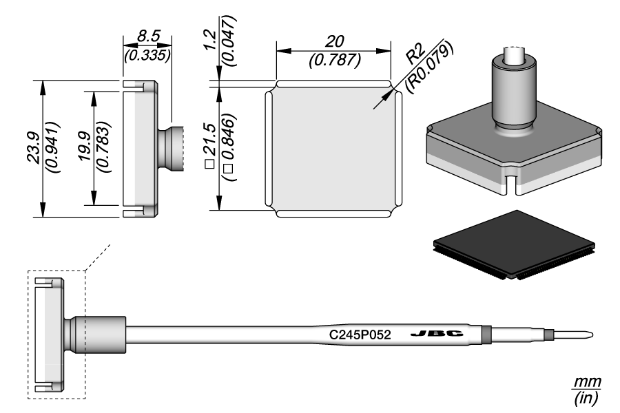 C245P052 - TQFP 144-P Cartridge 21.5 x 21.5